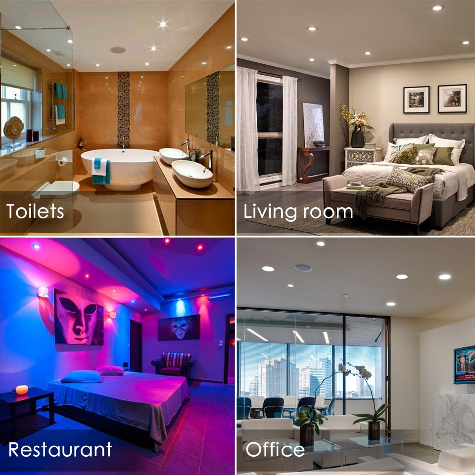 Spot LED Ceiling Lamp Recessed Round Light Smart Indoor Lighting Luminaire RGB Color Dimmable Remote Control Downlight 110V 220V