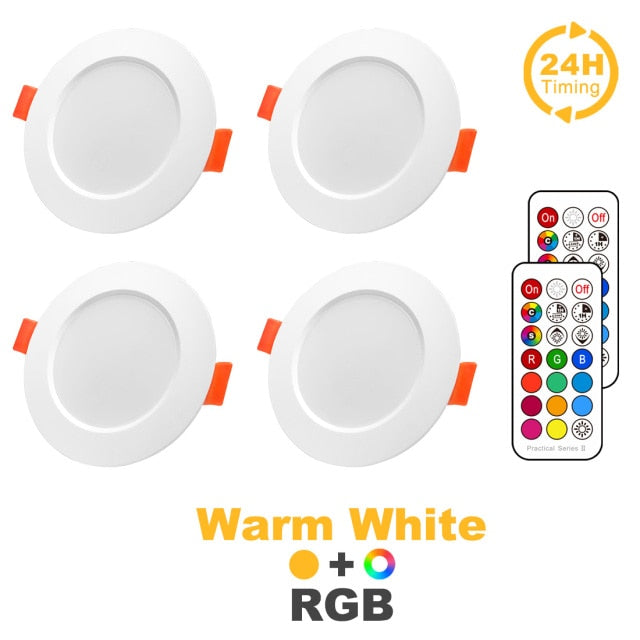 Spot LED Ceiling Lamp Recessed Round Light Smart Indoor Lighting Luminaire RGB Color Dimmable Remote Control Downlight 110V 220V
