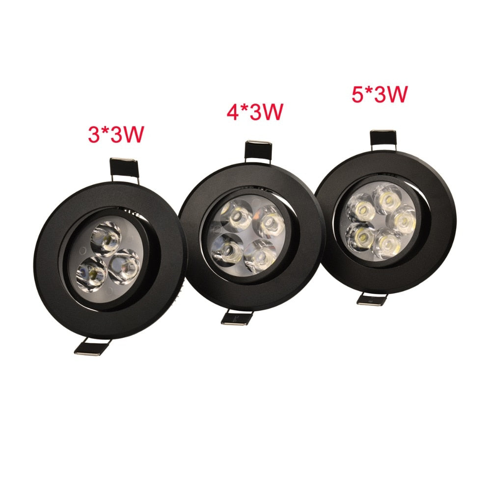 LED 9W 12W 15W black downlights led Spot Light dimmable 110V 220V