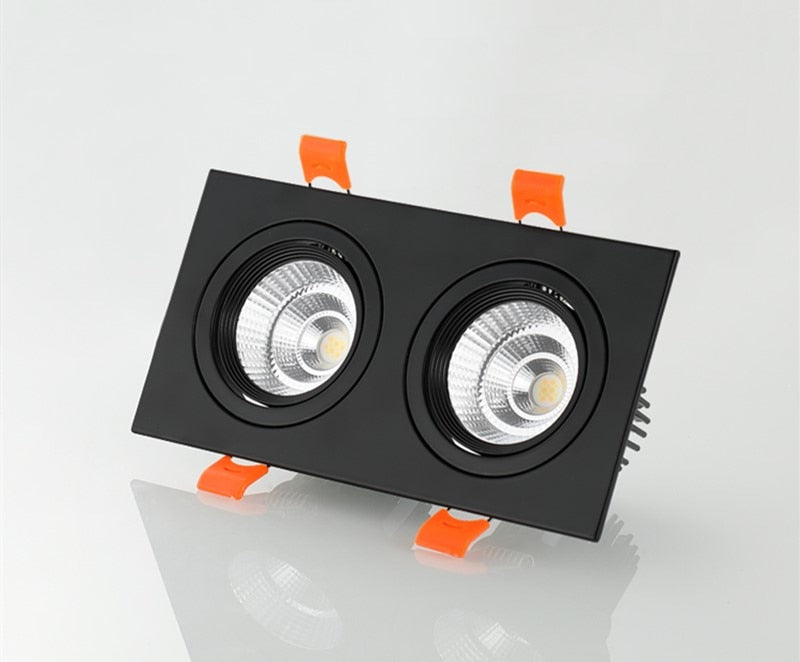 Dimmable LED COB Spotlight Ceiling lamp AC85-265V 7W 9W 12W 2X7W 2X9W 2X12W Aluminum recessed downlights Led Spot Light