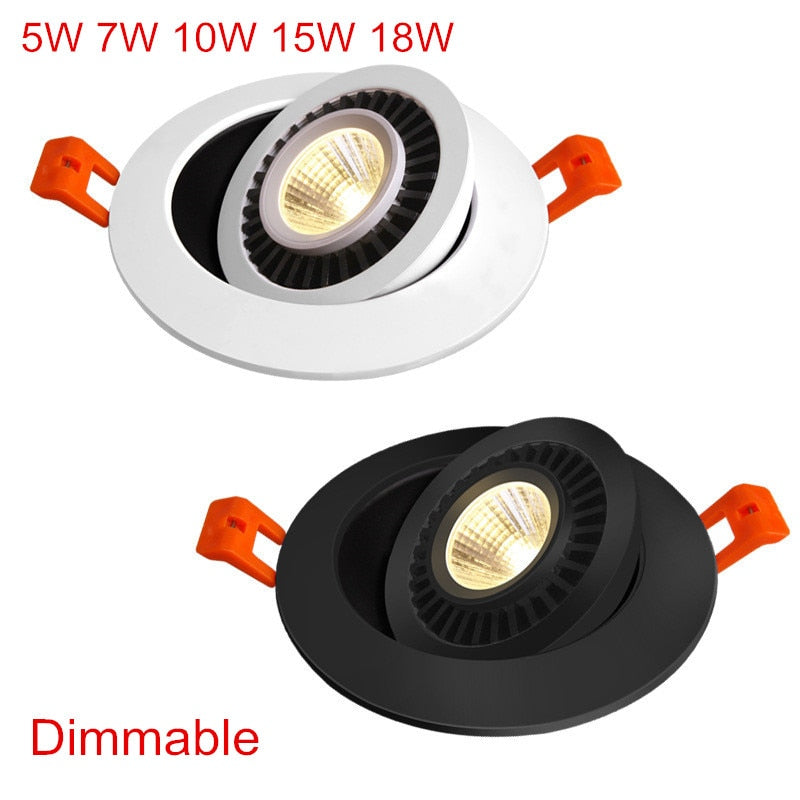 Rotatable Angle LED Recessed Downlight 5W 7W 10W 15W 18W LED Ceiling Spot Light 3000K/4000K/6000K Black/White Housing Light