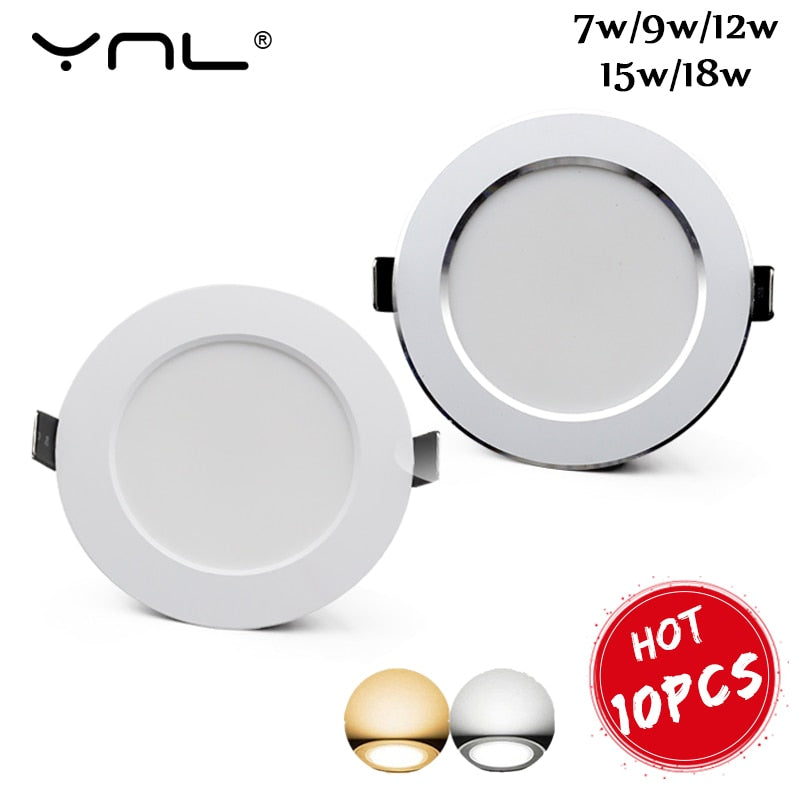 Waterproof LED Downlight 10PCS/lot AC220V-230V spot led Lamp 18W 15W 12W 9W 7W downlight Round Recessed Spot Light