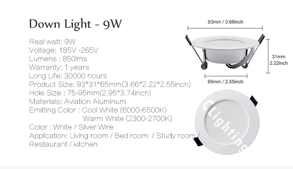 Waterproof LED Downlight 10PCS/lot AC220V-230V spot led Lamp 18W 15W 12W 9W 7W downlight Round Recessed Spot Light