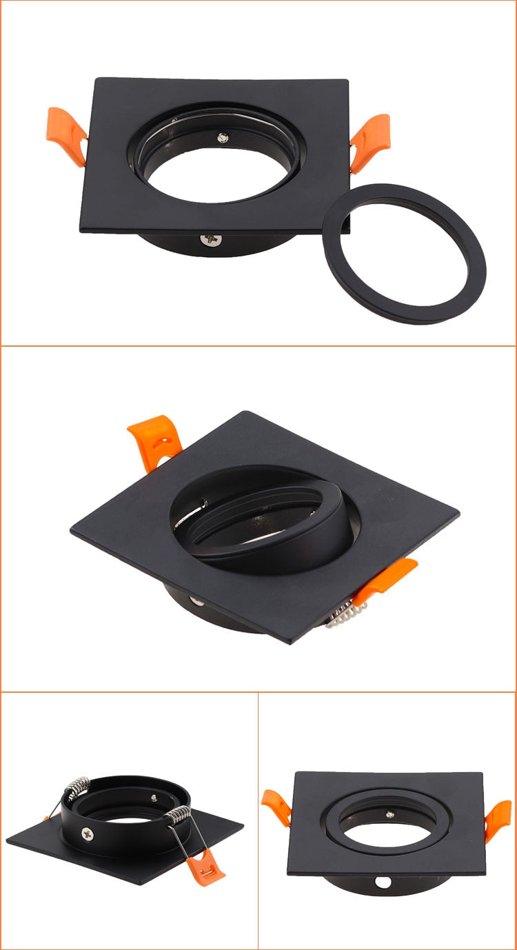 Black Round 2pcs Adjustable Surface Mounted MR16 GU10 Frame Downlight Housing Lamp Housing Fixture Downlight