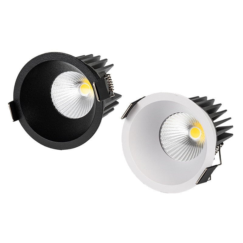 Dimmable Anti Glare Recessed COB LED Downlights 5W 7W 12W 15W LED Ceiling Spot Lights AC110V 220V Indoor Lighting