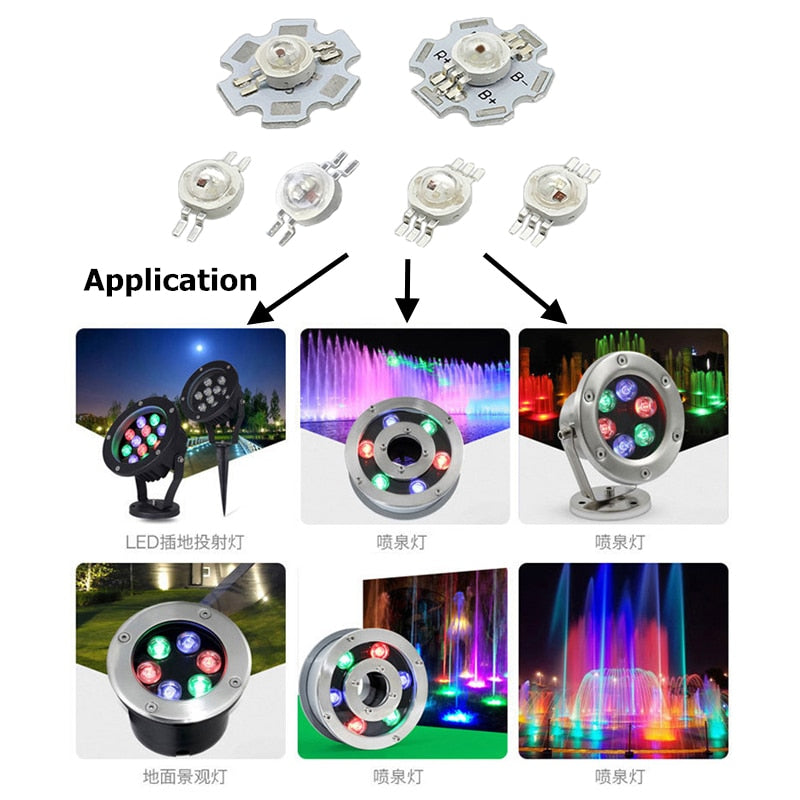 Real Full Watt 1W 3W High Power LED Lamp Bulb Diodes 10-100Pcs SMD 2.0-3.6V RGB LED For Spotlight Downlight DIY Beads