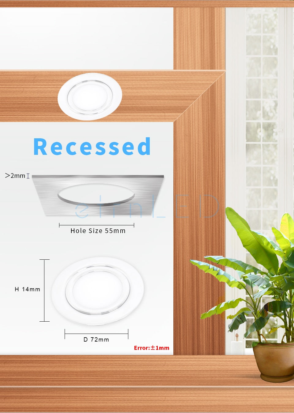 etrnLED Waterproof Spotlight Ultra Thin Recessed Led Downlight 12V 3W IP65 Cabinet Closet Bathroom Veranda Sauna Light Ceiling