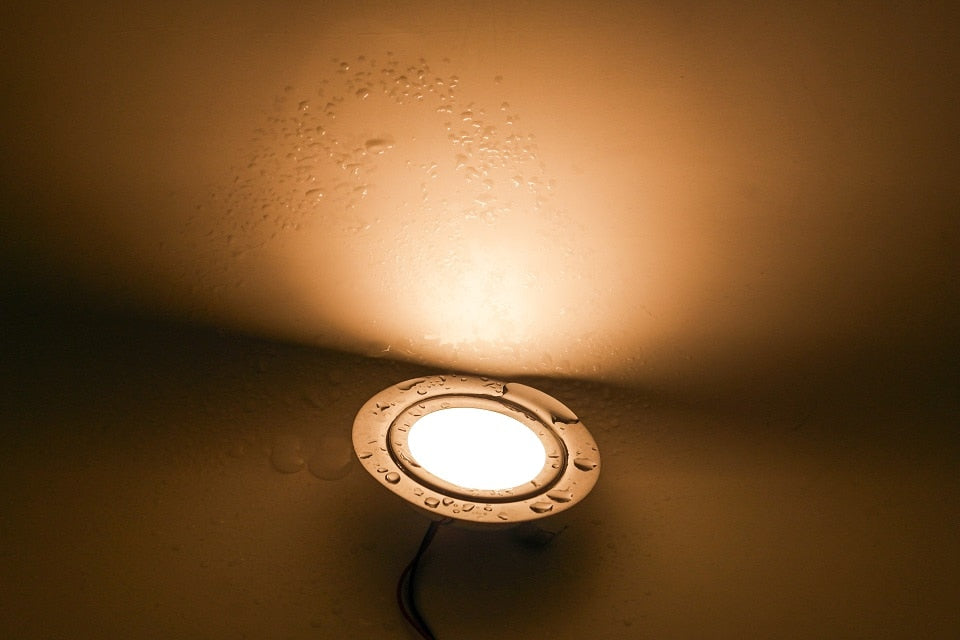 etrnLED Waterproof Spotlight Ultra Thin Recessed Led Downlight 12V 3W IP65 Cabinet Closet Bathroom Veranda Sauna Light Ceiling