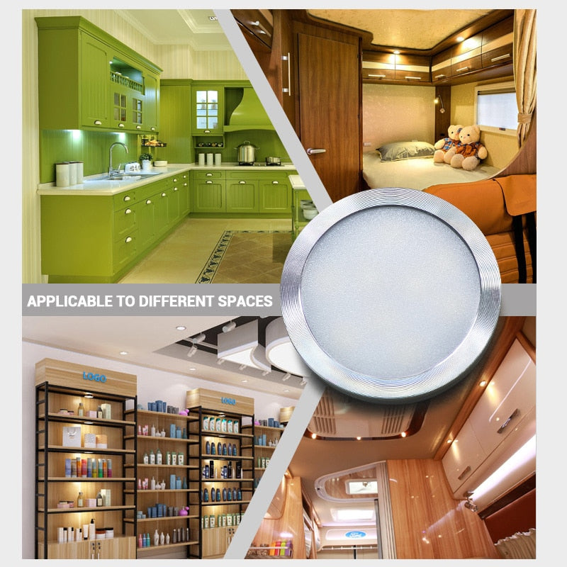 LED DownLight DC12v 3W Under Cabinet Wardrobe Showcase Lamp with Wire 3M back glue or screw installation Kitchen Dome Light