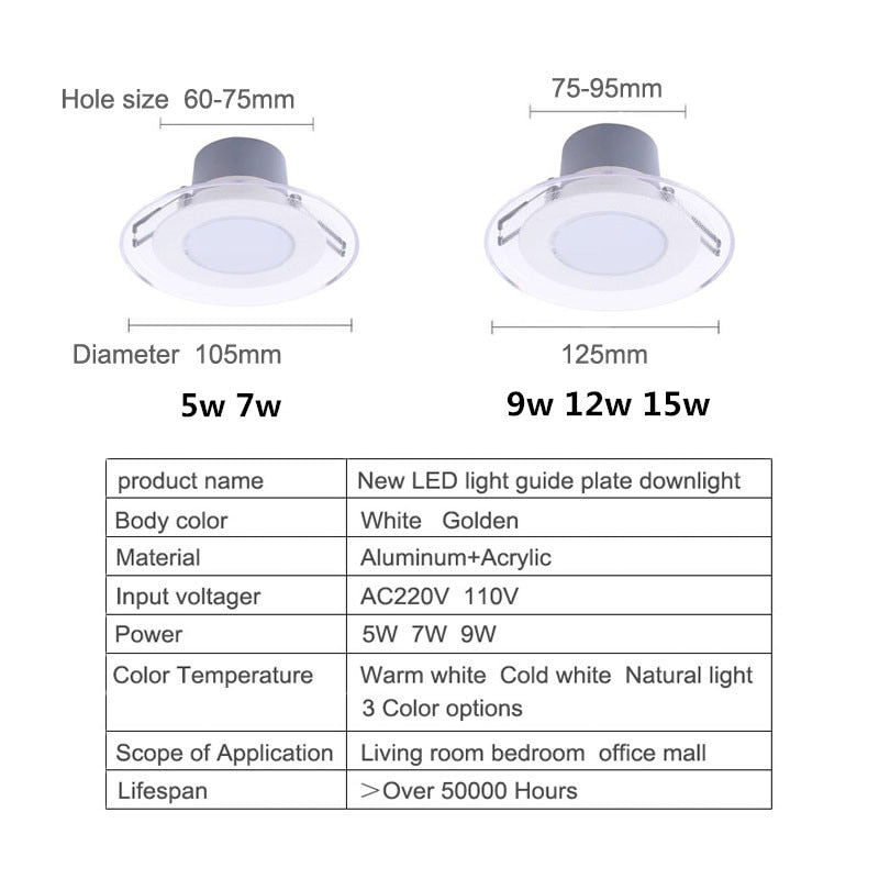 LED Downlight 230V 5W 7W 9W 12W 15W 4000K Recessed LED Spot Lighting Bedroom Kitchen bathroom Indoor led down light lamp