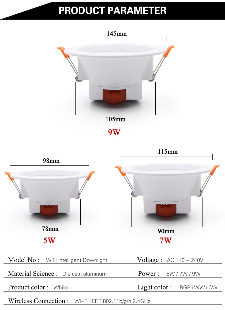 ZigBee RGB Smart LED Downlight Dimming Round Spot Light 7W 9W RGB + Warm + White Color Changing Light Works Alexa AC110-250V