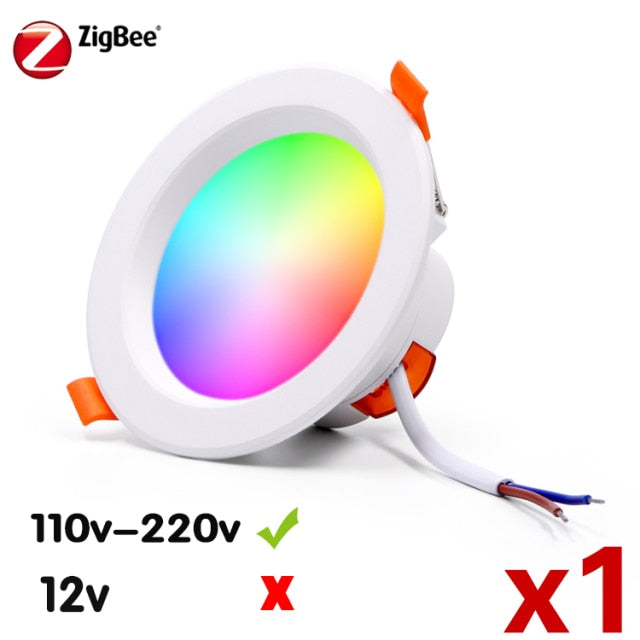 ZigBee RGB Smart LED Downlight Dimming Round Spot Light 7W 9W RGB + Warm + White Color Changing Light Works Alexa AC110-250V