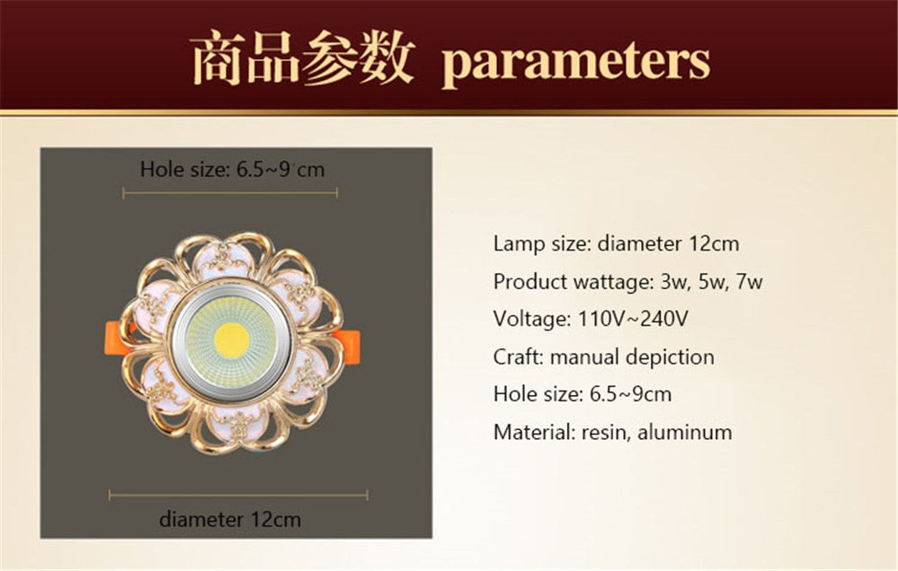 European Style Resin Garland Led Ceiling Lamp Led Recessed Spot Down Lights Indoor Living Room Lighting Fixture Home Decoration