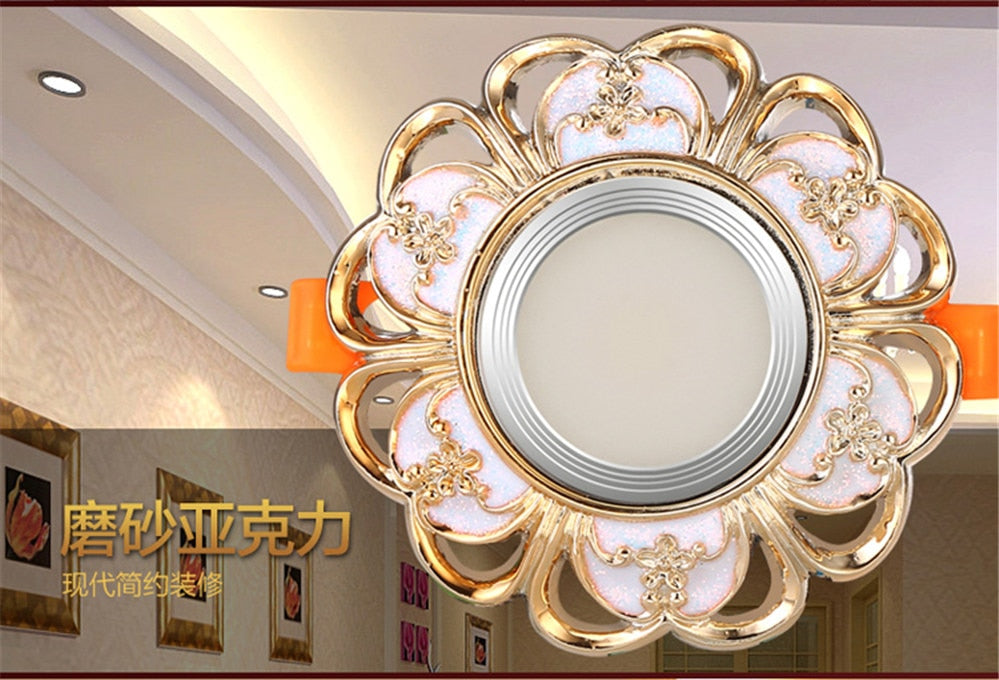 European Style Resin Garland Led Ceiling Lamp Led Recessed Spot Down Lights Indoor Living Room Lighting Fixture Home Decoration