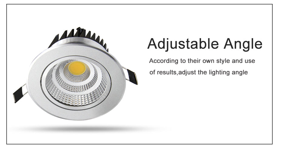Adjustable Angle Dimmable LED COB Downlight 6W 9W 12W 18W Recessed Ceiling Lamp AC110V 220V Downlight Spot Light Home Decor