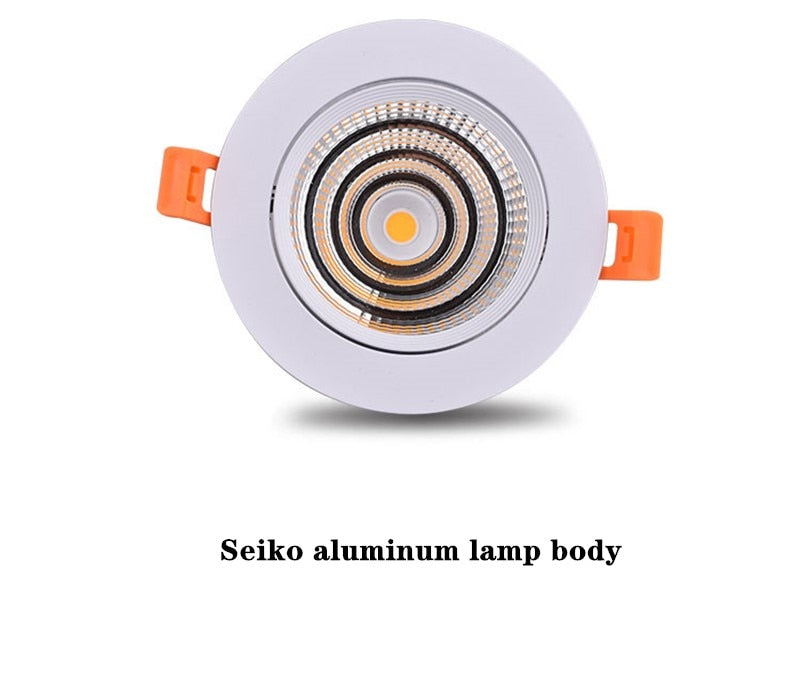 Dimmable LED COB Spotlight Ceiling lamp AC85-265V 5W 7W 9W 12W 15W 18W Aluminum recessed downlights round Led Spot Light