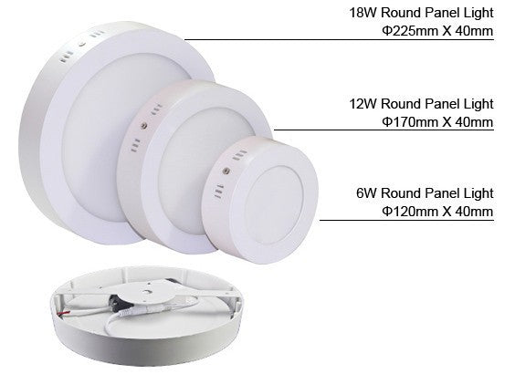 Surface Mounted Led Panel Downlight 6w 12w 18w Round LED Ceiling Lamp AC85-265V LED Panel Light