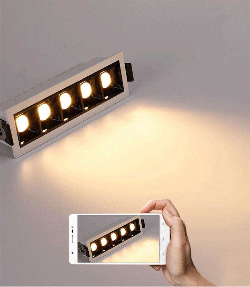 Square dimming 2W/4W/6W/10W/20W/30W LED spotlight line light bar creative linear long strip living room corridor light downlight