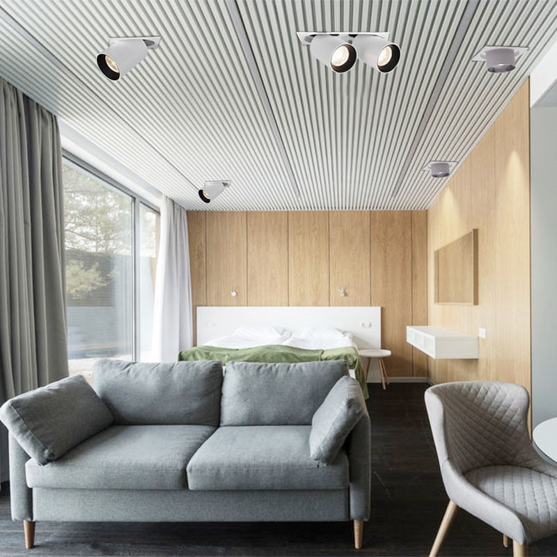 NEW LED Aluminum recessed COB dimmable Rotating Downlight AC85-265V 9W 12W 15W LED Ceiling Lamp Spot Lights Indoor Lighting