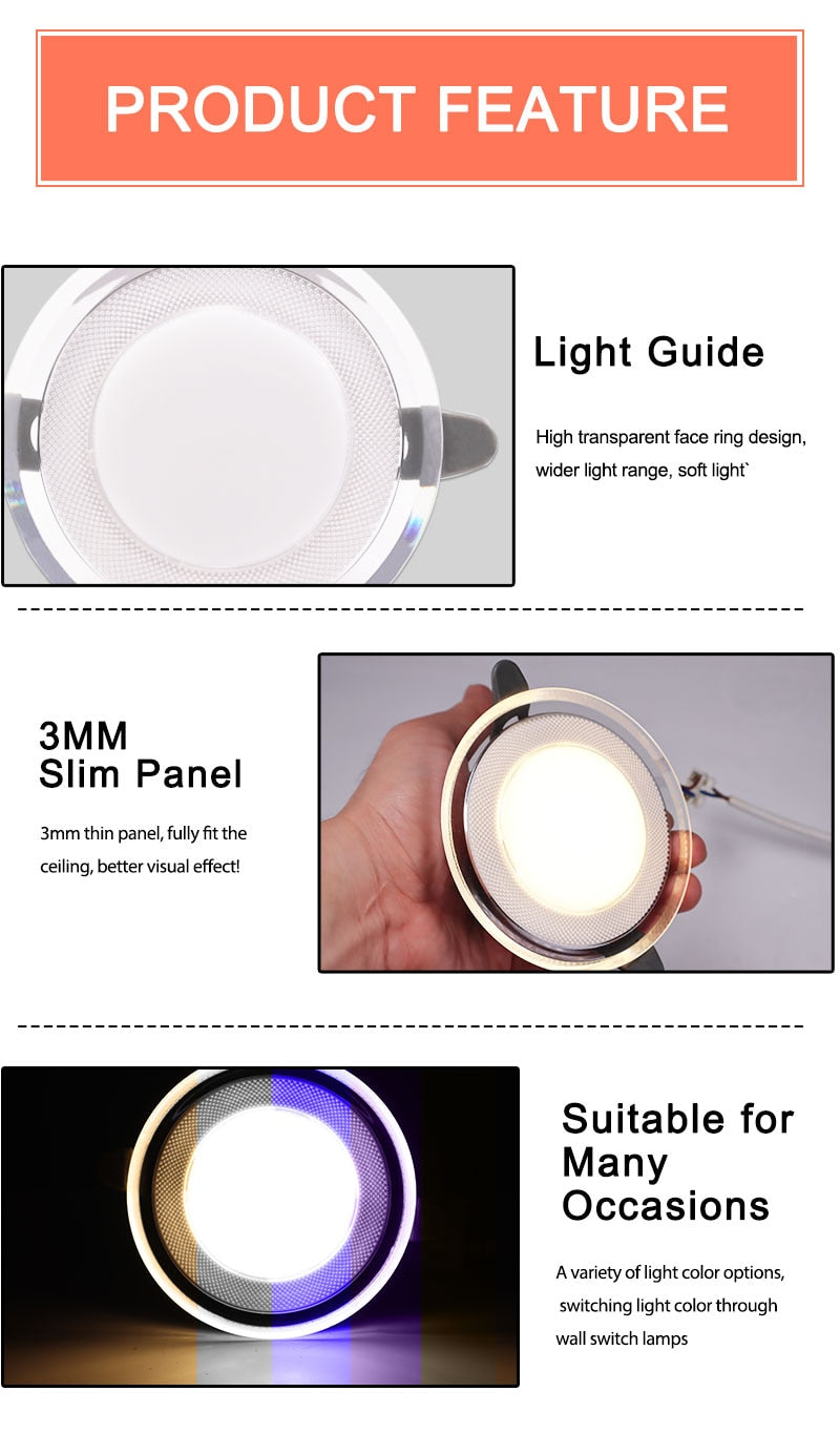 Downlight 10pcs 3W 5W led Downlight AC220V six color recessed led downlight lamps Kitchen living room Indoor recessed downlight