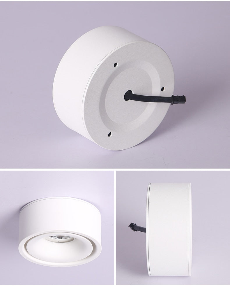 Round dimmable Led surface mounted spotlight COB non-opening ceiling spotlight 7W/12W living room surface mounted downlight