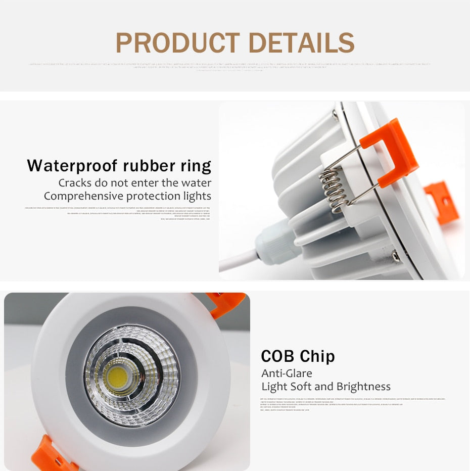 DBF IP65 Waterproof LED Spot Light 5W 7W 12W 15W Black/White Square Recessed Downlight Bathroom Ceiling Lamp 3000K/4000K/6000K