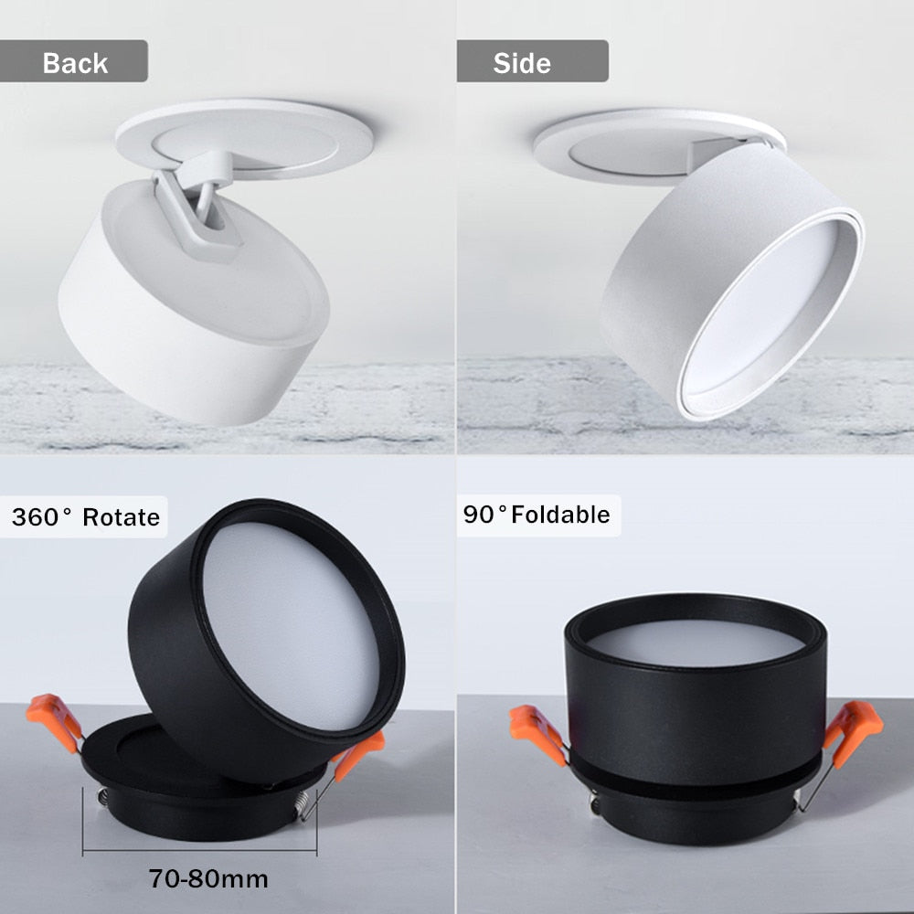 DBF Angle Adjustable Recessed Downlight Dimmable 7W 10W 12W Frosted Lens Ceiling Spot Light for Pictures Background AC110V 220V