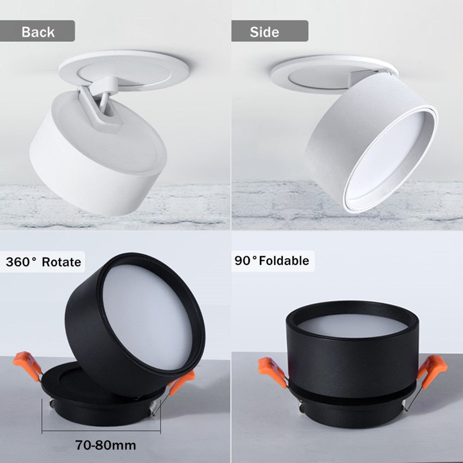 DBF Angle Adjustable Recessed Downlight Dimmable 7W 10W 12W Frosted Lens Ceiling Spot Light for Pictures Background AC110V 220V