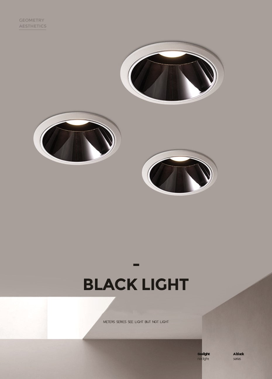 DBF 2021 New Deep-Glare LED Recessed Downlight 7W 12W 15W 45 Degrees Angle Adjust Round Ceiling Spot Lights Kitchen Living Room