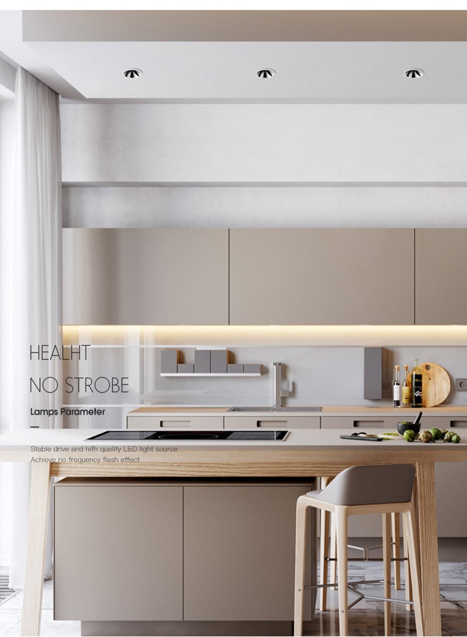 DBF 2021 New Deep-Glare LED Recessed Downlight 7W 12W 15W 45 Degrees Angle Adjust Round Ceiling Spot Lights Kitchen Living Room