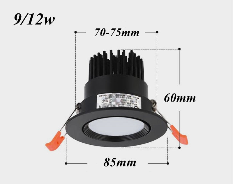 Dimmable Recessed LED Downlights 7W 9W 12W COB LED Lights AC220V 240V Ceiling Spot Kitchen Lamps Indoor Hotel Lighting Bedroom
