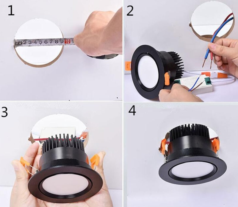 Dimmable Recessed LED Downlights 7W 9W 12W COB LED Lights AC220V 240V Ceiling Spot Kitchen Lamps Indoor Hotel Lighting Bedroom