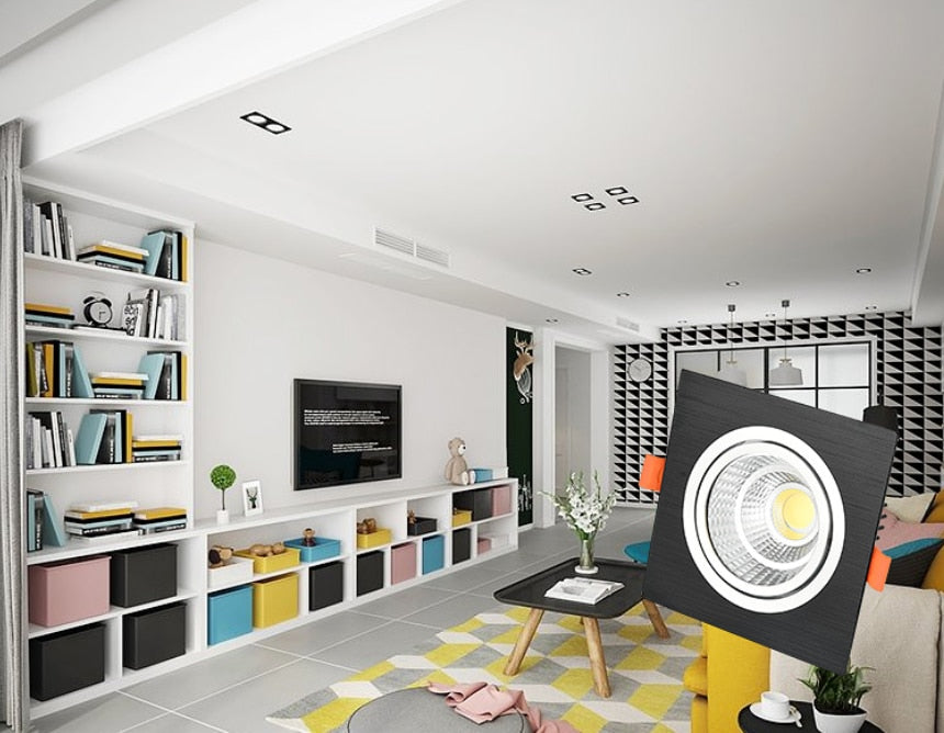 Recessed Square Dimmable LED Downlights 7W 9W 12W 15W 18W COB LED Ceiling Lamp Warm/Cold White LED Spot Lights Indoor Lighting