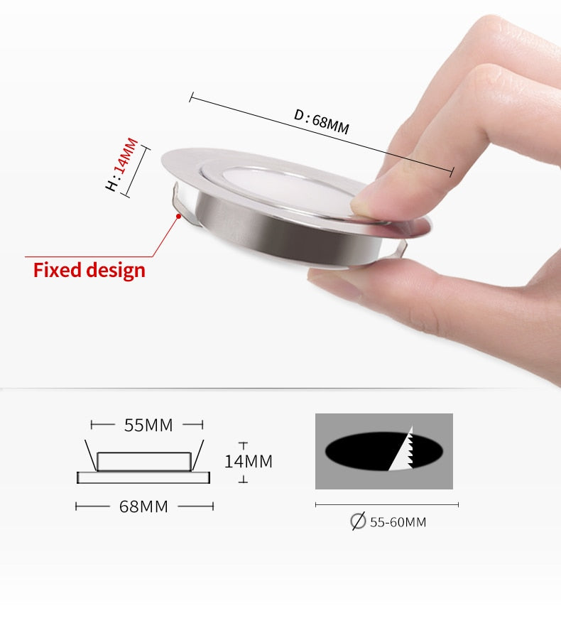 LED spotlight outdoor IP65 waterproof stainless steel bathroom ceiling hidden mini downlight ultra-thin 12V RV recessed cabinet