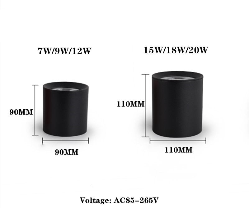 Dimmable Round Surface Mounted LED Downlights 7W 9W 12W 15W 18W 20W COB LED Ceiling Spot Light AC85-265V