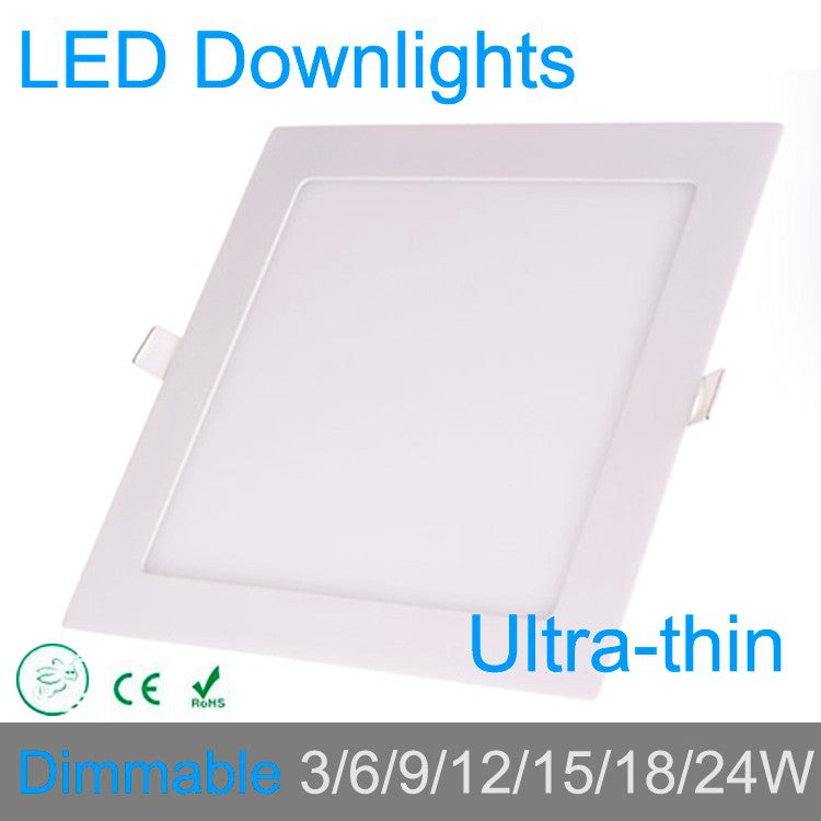 Ultra thin 3W 6W 9W 12W 15W 18W 24W dimmable LED downlight Square LED panel/panel light lamp 4000K for bedroom luminaire