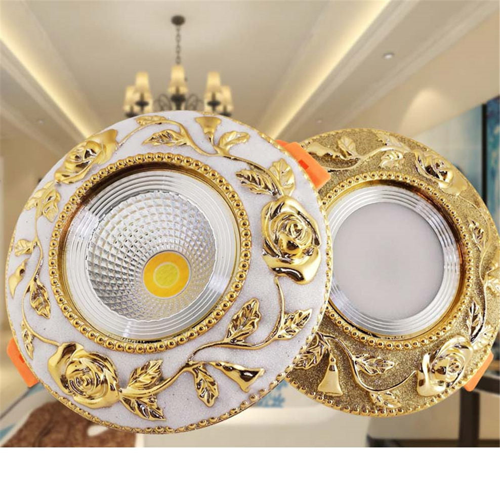 American Luxury Gold Cob Led Recessed Downlight Dimmable Spot Light Fixtures 3W 5W 7W Home Deco Living Room Aisle Ceilings Lamp