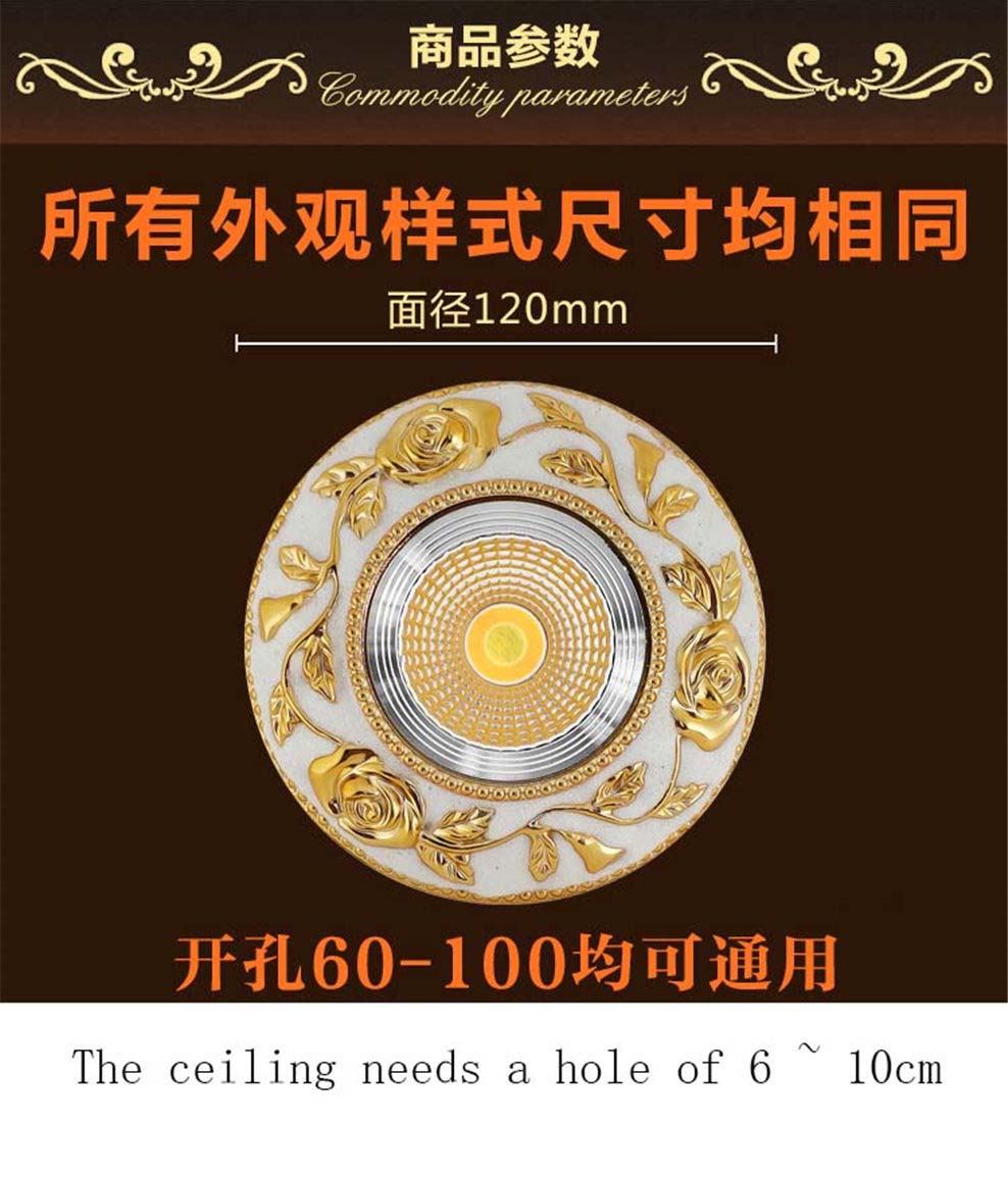 American Luxury Gold Cob Led Recessed Downlight Dimmable Spot Light Fixtures 3W 5W 7W Home Deco Living Room Aisle Ceilings Lamp