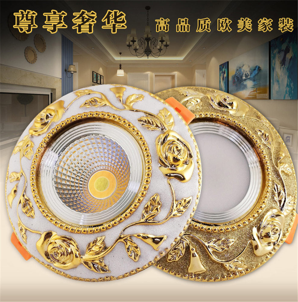 American Luxury Gold Cob Led Recessed Downlight Dimmable Spot Light Fixtures 3W 5W 7W Home Deco Living Room Aisle Ceilings Lamp