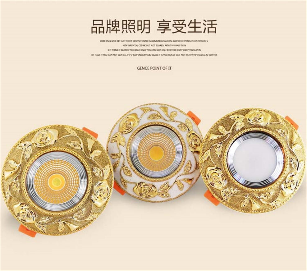 American Luxury Gold Cob Led Recessed Downlight Dimmable Spot Light Fixtures 3W 5W 7W Home Deco Living Room Aisle Ceilings Lamp