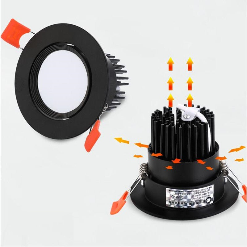 Dimmable AC110V 220V Embedded Anti-Glare LED Downlight 5W 7W 9W 12W 15W 18W COB Ceiling Light Spotlight Indoor Lighting