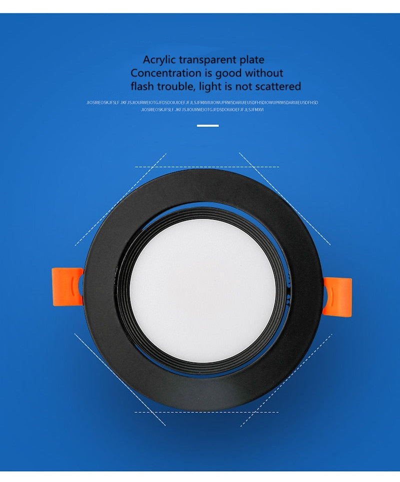 Dimmable AC110V 220V Embedded Anti-Glare LED Downlight 5W 7W 9W 12W 15W 18W COB Ceiling Light Spotlight Indoor Lighting