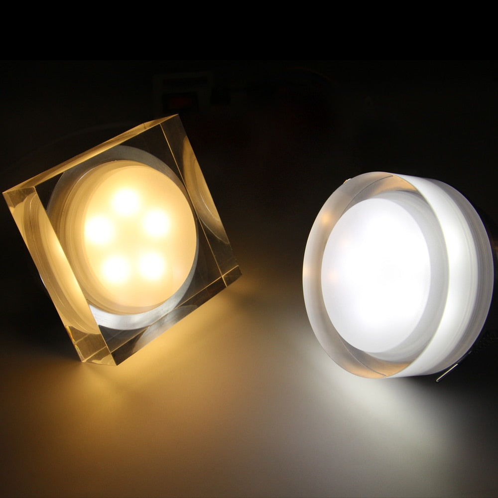 Led Recessed Downlight Round/Square Crystal Ceiling Led Lamp 1W 5W 10W Spot Led Light For Living Room Bedroom Restaurant Coffee