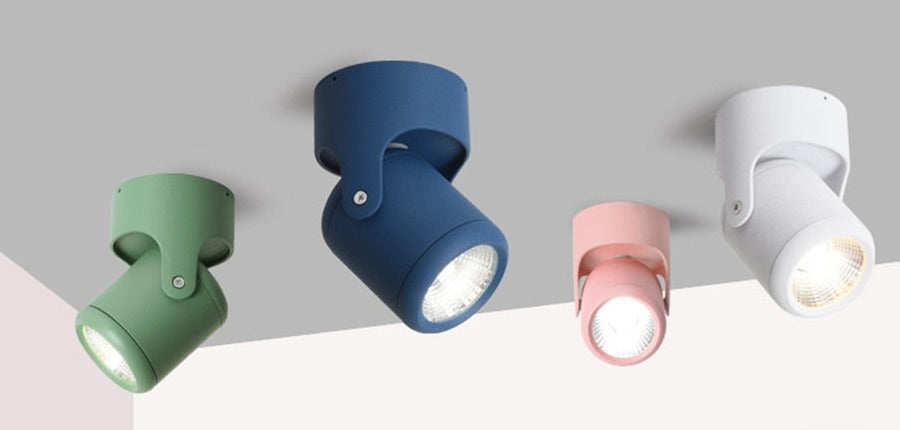 Macaron Led Downlight Surface Mounted Spot Led 360° Rotation COB Chip Indoor Lighting Background Wall Living Room Ceiling Lights