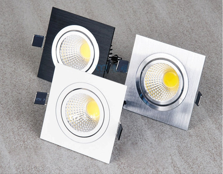 LED Square COB Downlight Dimmable AC 85-265V 7W 9W 12W Recessed Led ceiling lamp Spot light Bulbs Indoor Lighting