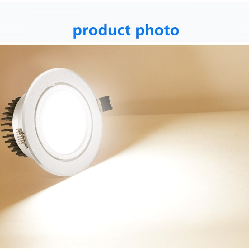 Silver Round Dimmable Recessed LED COB Downlight 3W/5W/7W/12W/15W Recessed LED Ceiling Spot Light 3000K 4000K 6000K AC90-265V