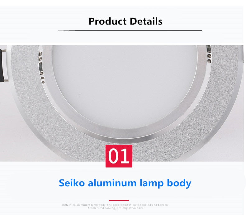 Silver Round Dimmable Recessed LED COB Downlight 3W/5W/7W/12W/15W Recessed LED Ceiling Spot Light 3000K 4000K 6000K AC90-265V