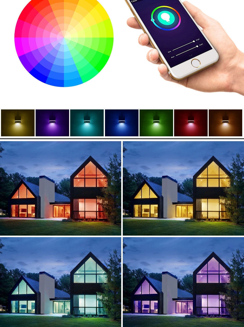 Modern LED Downlight Smart 2.4GHZ chandelie WIFI living room, 9W bedroom Kitchen RGB Warm Cool light Work with TUYA Google Home