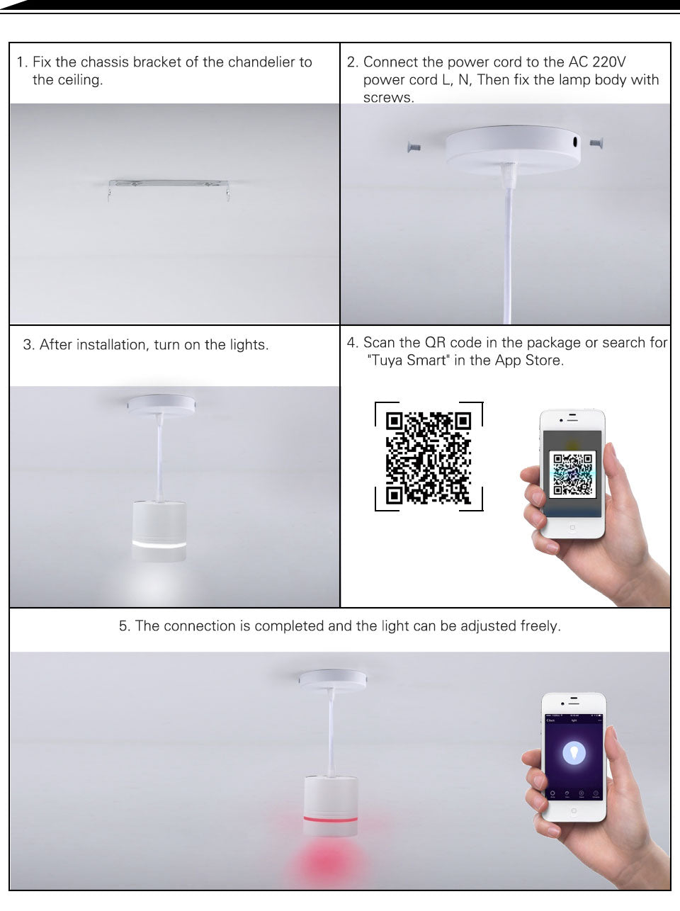 Modern LED Downlight Smart 2.4GHZ chandelie WIFI living room, 9W bedroom Kitchen RGB Warm Cool light Work with TUYA Google Home