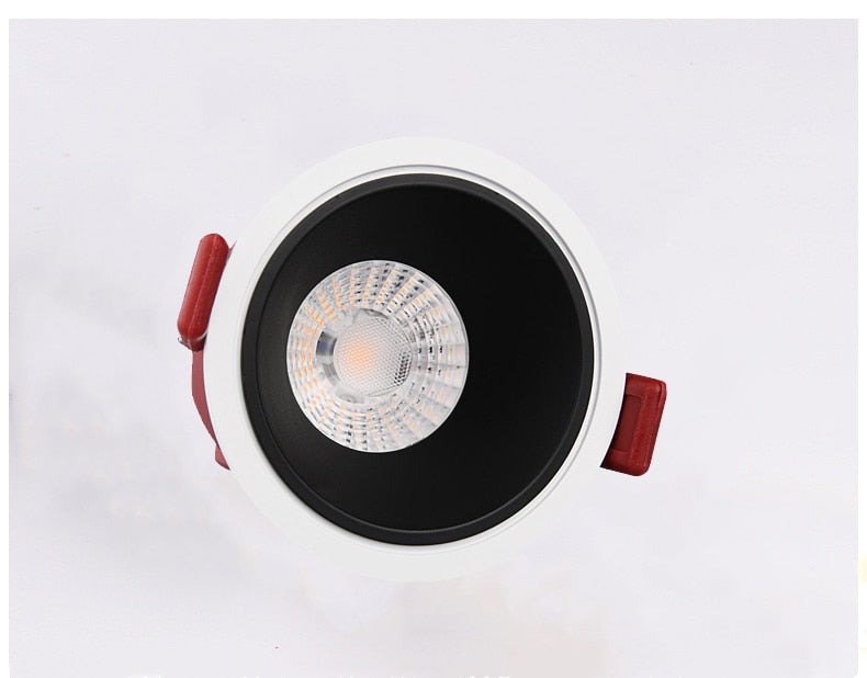 Frameless Anti Glare Lens COB Recessed Downlight dimmable 9W 12W Round LED Ceiling Spot Light 220/110VBedroom Picture Background